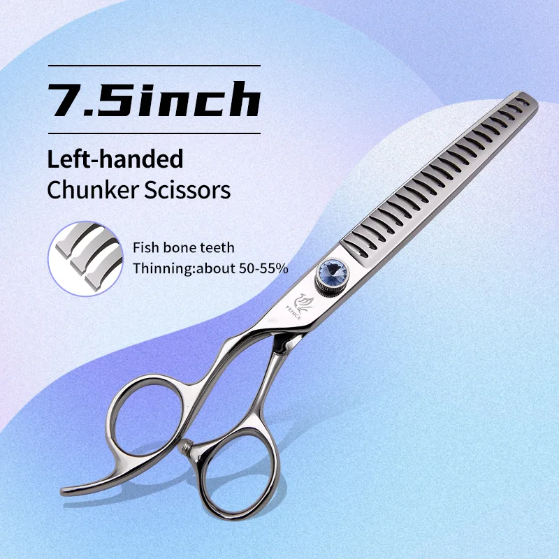 Fenice Linkshandige Professionele 7.0/7.5/8 inch JP440C Snijden Gebogen Pluizige Dunner Chunker Schaar Set Kit Hond Verzorging