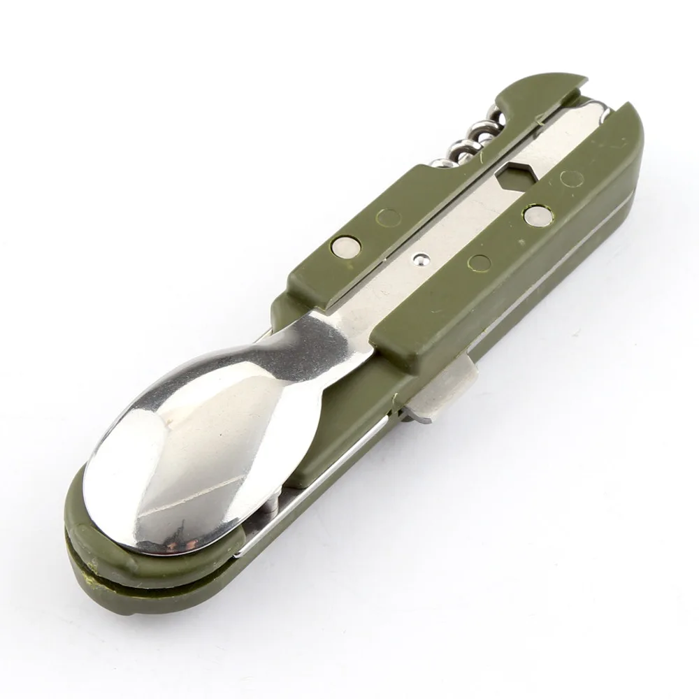 

2 PCS Outdoor Camping Portable Stainless Steel Fork And Spoon Combination Folded And Disassembled Multifunctional Knife