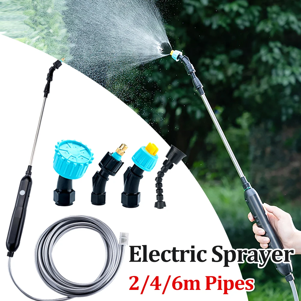 Portable Electric Sprayer atering Spray Irrigation Tool USB Rechargeable Telescopic Handle with 2/4 Nozzles for Plant Irrigation