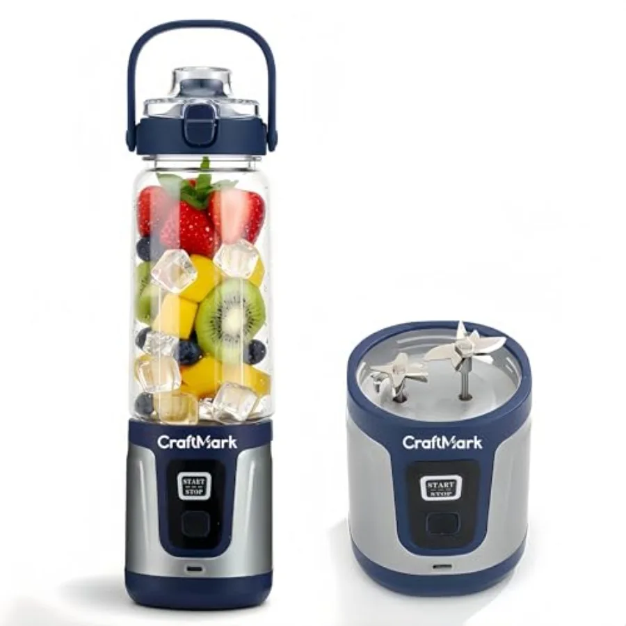 Portable Blender 21oz Mini Cordless USB-C Rechargeable Blender with Twin Blades for Smoothies Protein Shakes Ice Crushing Froze