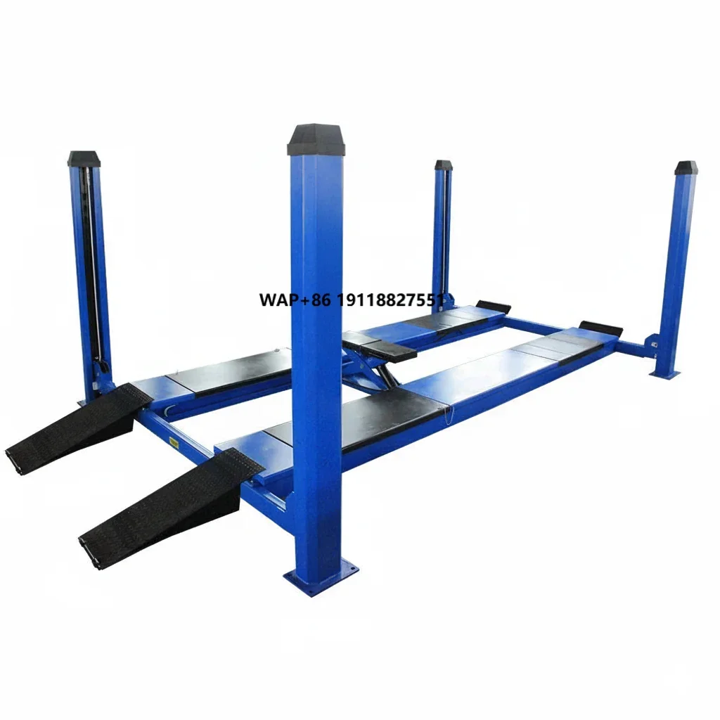 Commercial 4 Post Hydraulic Vehicle Lift 4000kg Capacity with 1500mm Lifting Height and Rolling Jack