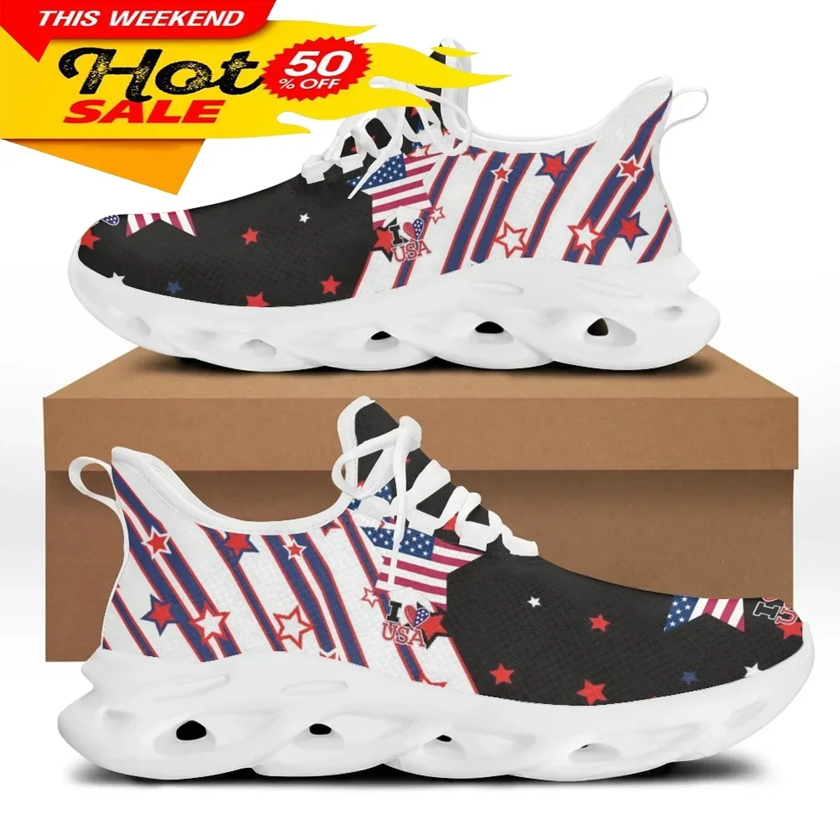 7.4 American Flag Statue of Liberty Print Flat Shoes for Women Cool Sneaker for Female Spring Summer Woman Footwear