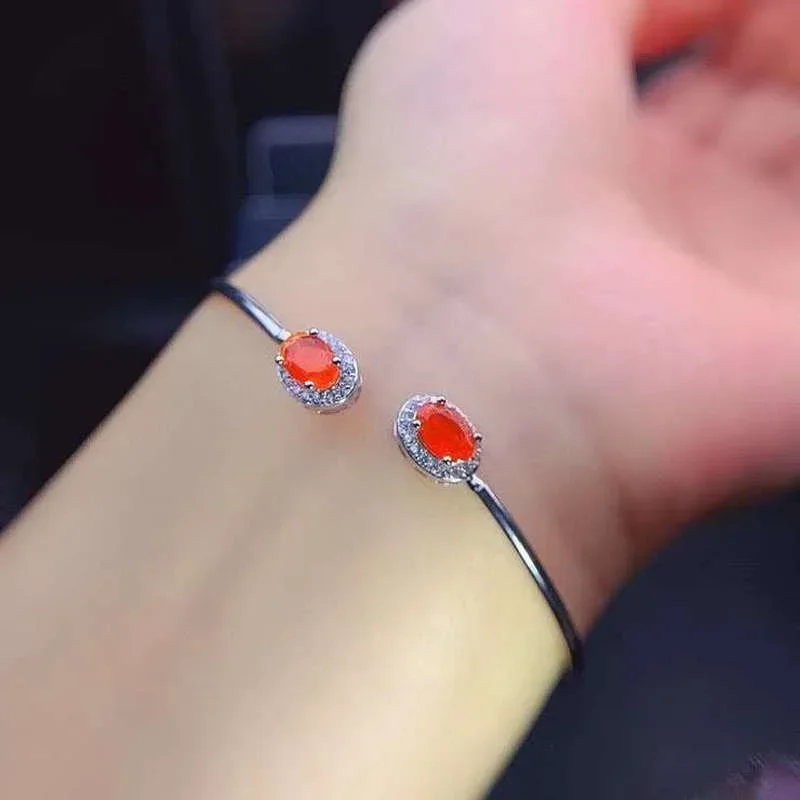 Natural Opal Orange Bracelets for Women Silver 925 Sterling 4*6mm Sales with Free Shipping Clearance Sale