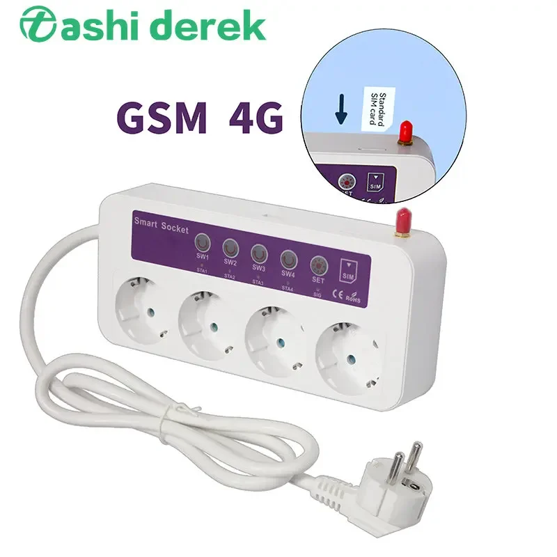 

GSM SMS 4G LTE Smart Power Switch Plug Socket 4 Channel Port SC4-WLTE16A Socket Optional Power Failure Alarm