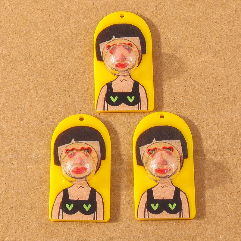5 Stück Niedliche Harz-Cartoon-Mädchen Blasen-Seifenblasen-Anhänger für DIY Ohrringe Halsketten Schmuckherstellung Zubehör – Detail 4