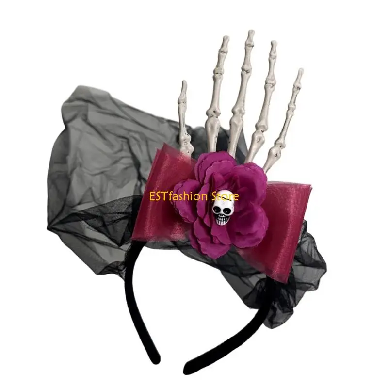 Y5GC Halloween Skull Hand Mesh Coiffre résine Breatch Resin Lightweight