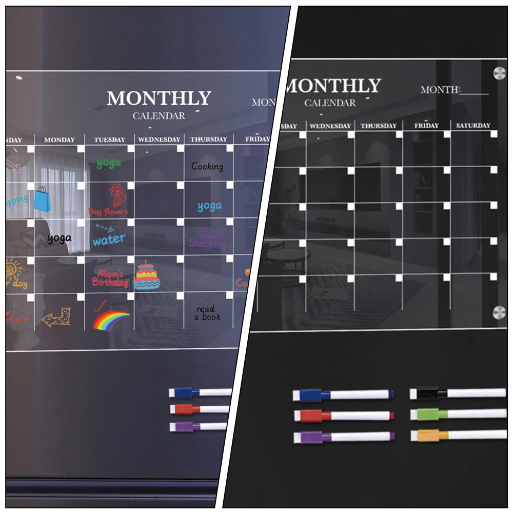 Placa de planejador semanal magnética programação diária quadro branco magnético atração geladeira acrílica apagar a seco planejamento de geladeira clara