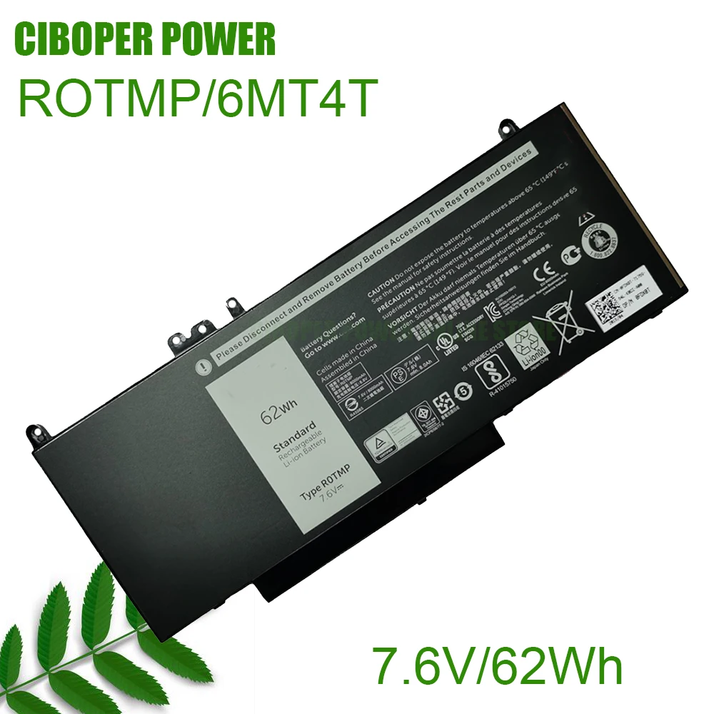 

CP Genuine Laptop Battery ROTMP(R0TMP) 6MT4T 7.6V/62Wh For Latitude 14 5450 E5450 15 5550 E5550 Series Notebook