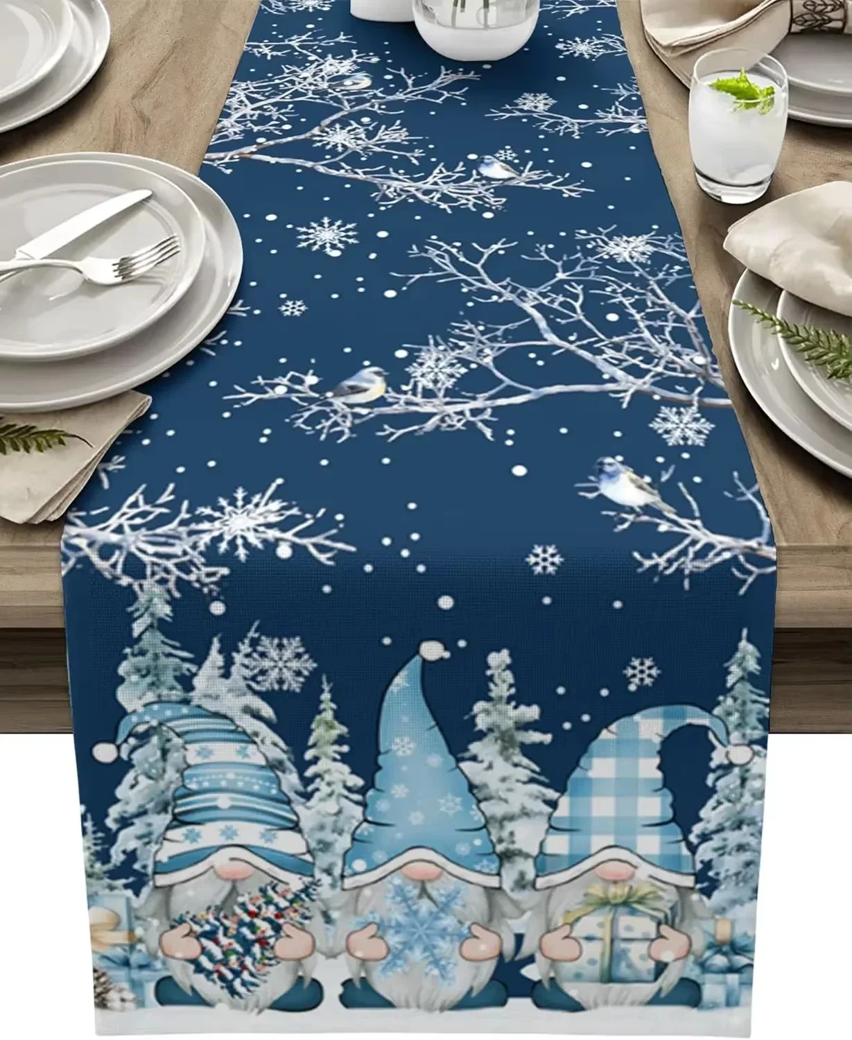 Christmas Snowflake Table Runner, Christmas Party Decoration Linen Scarf for Holiday Dining Events and Festive Celebrations
