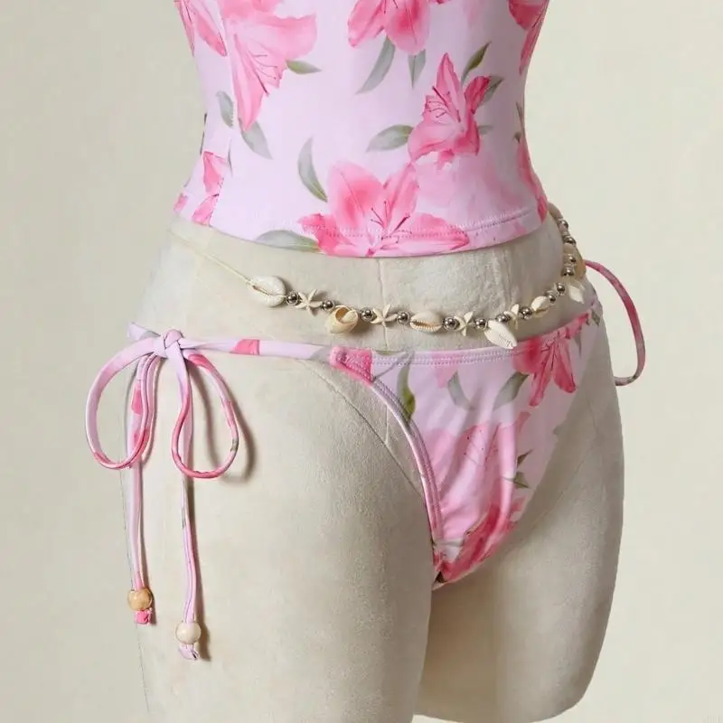 Stylish Halterneck Two Piece Swimsuit With Flower Design Quick Dry Fabric 