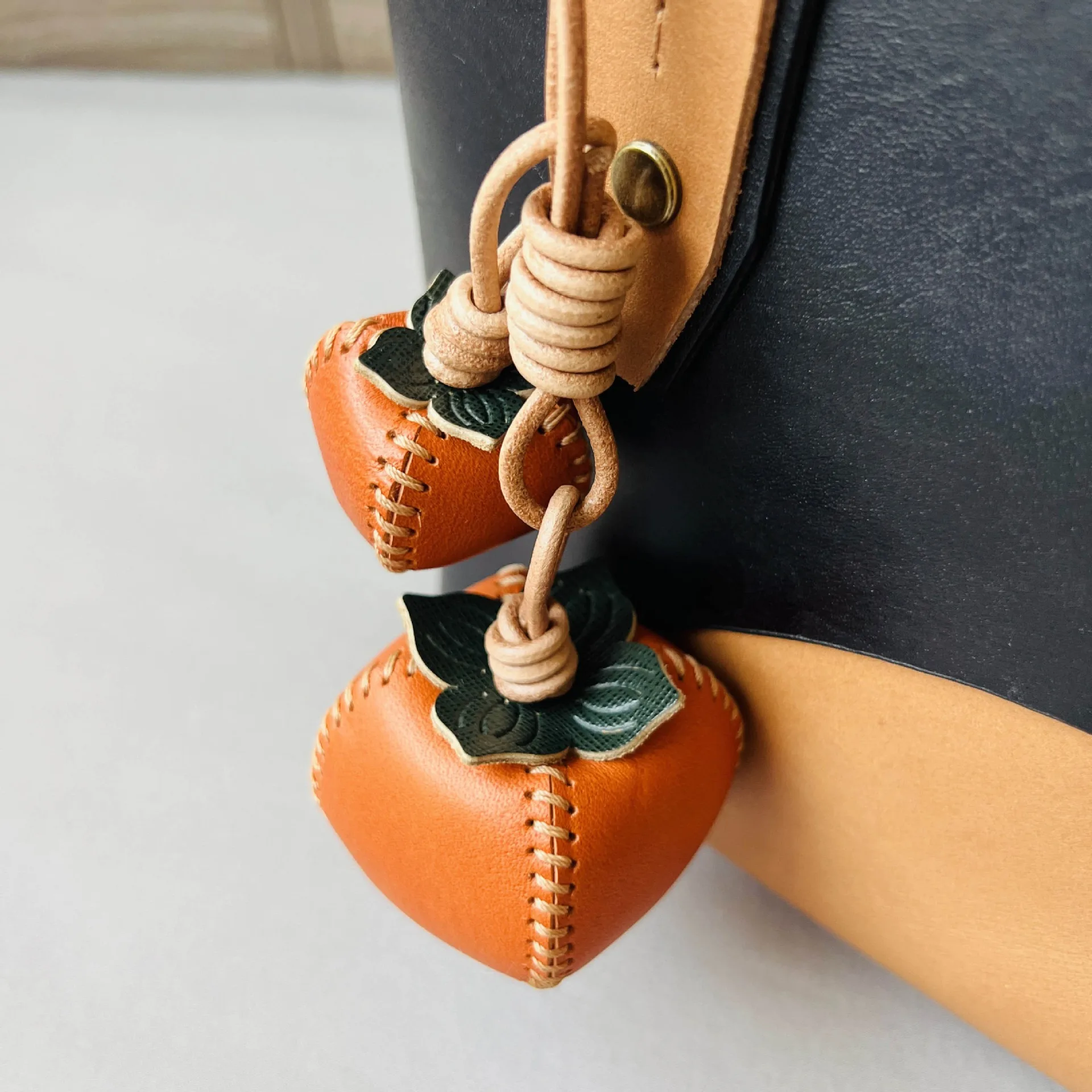 Genuine Leather Handmade Pendants Suitable for Bags Handbag Backpacks,Cute Leather Bag Charms Fruit Keychain Accessories