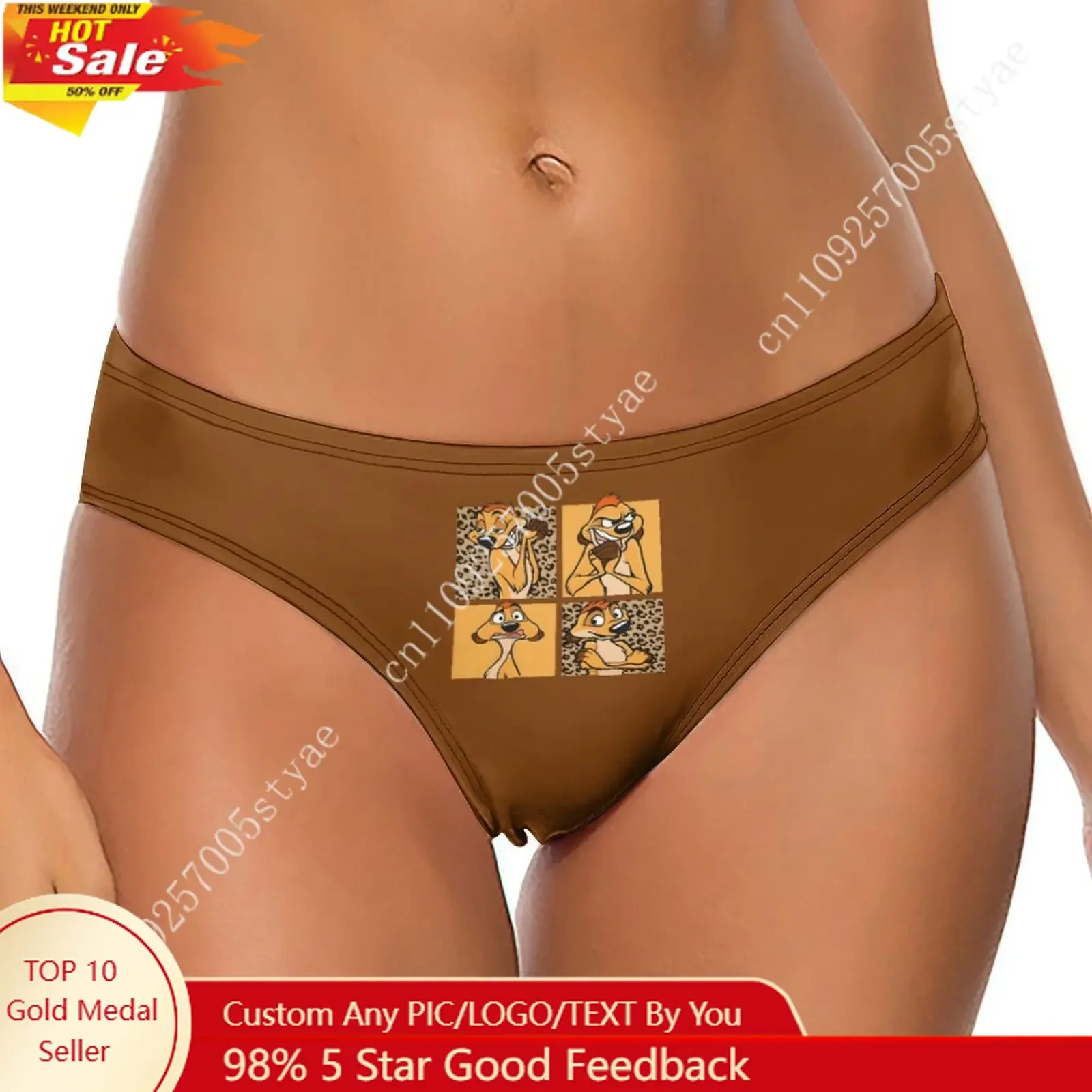 

Timon Underpants Disney Cartoon Custom Soft Women Underwear Pure Cotton Comfortable Briefs Design Your Photo Text Logo Thong