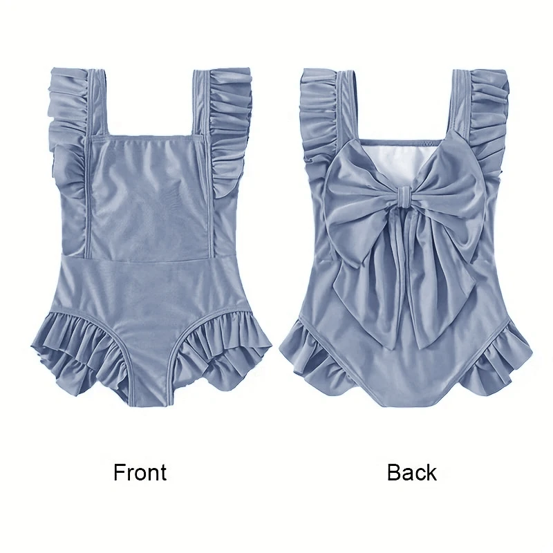 Children Swimwear Summer Girls Cute Fashion One Piece Swimming Suit 2-10 Year Old Girls Big Bow Bathing Suit