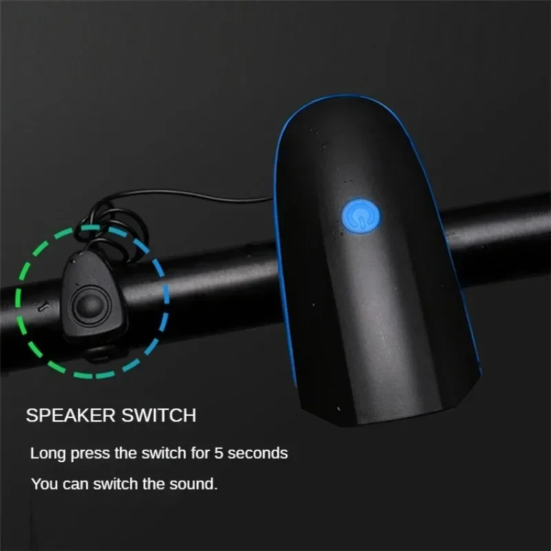 Bicycle Front Headlight with Electric Loud Horn Rechargeable Waterproof 3 Modes Super Bright Cycling Flashlight LED Bike Light