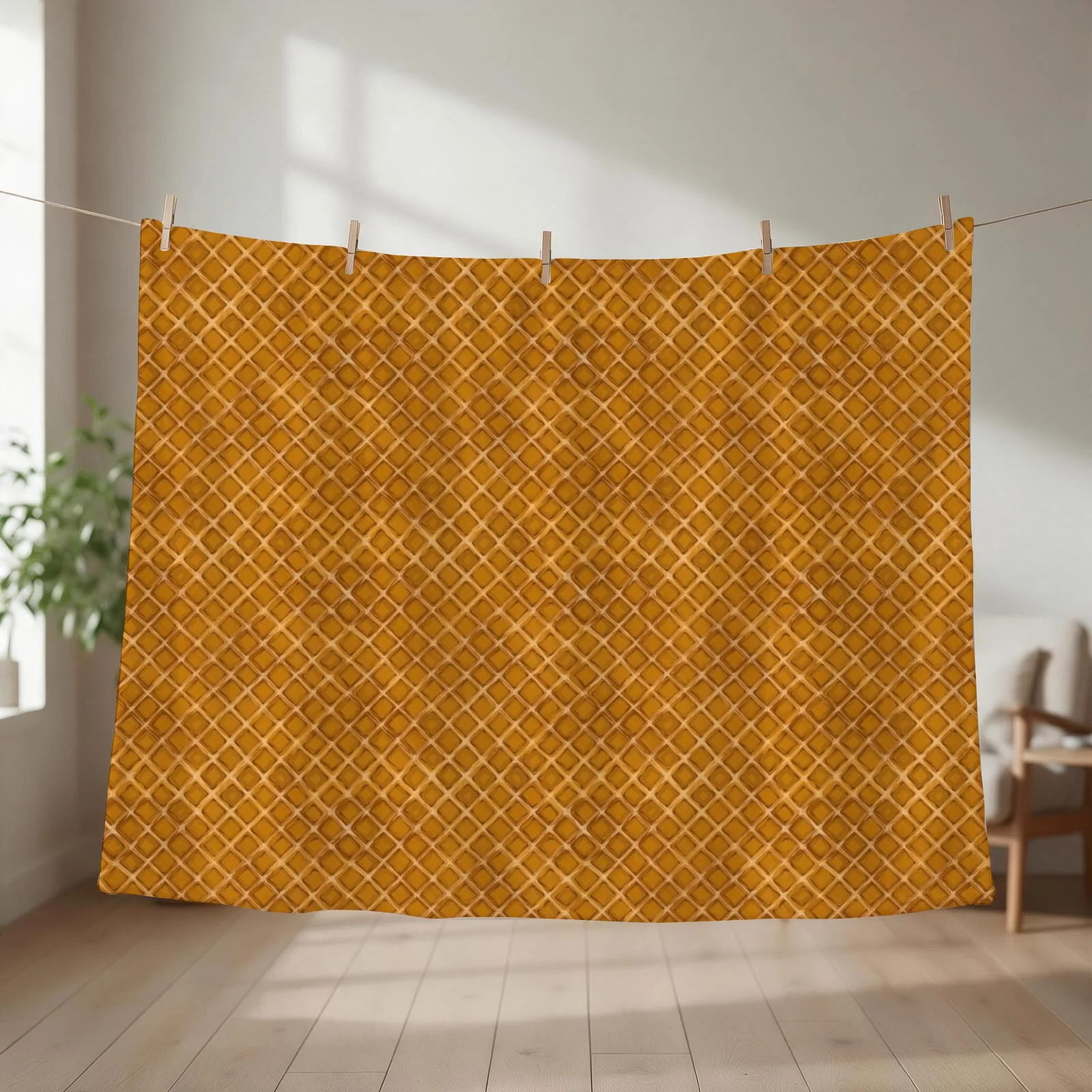 waffle crust cone - pattern repeat Throw Blanket couch cozy soft plush fuzzy picnic outdoor blanket