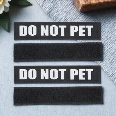 

2Pairs Dog Vest Patches PU Material Reflective Dog Harness Stickers Removable Reusable Safety Tags Lightweight Easy Install