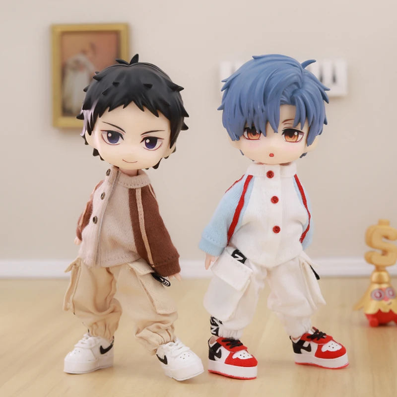 OB11 Baby Clothes Baseball Uniform Letter Overalls Suit Coat Fashion Pants For Obitsu11 Molly YMY Body 1/12 BJD Doll