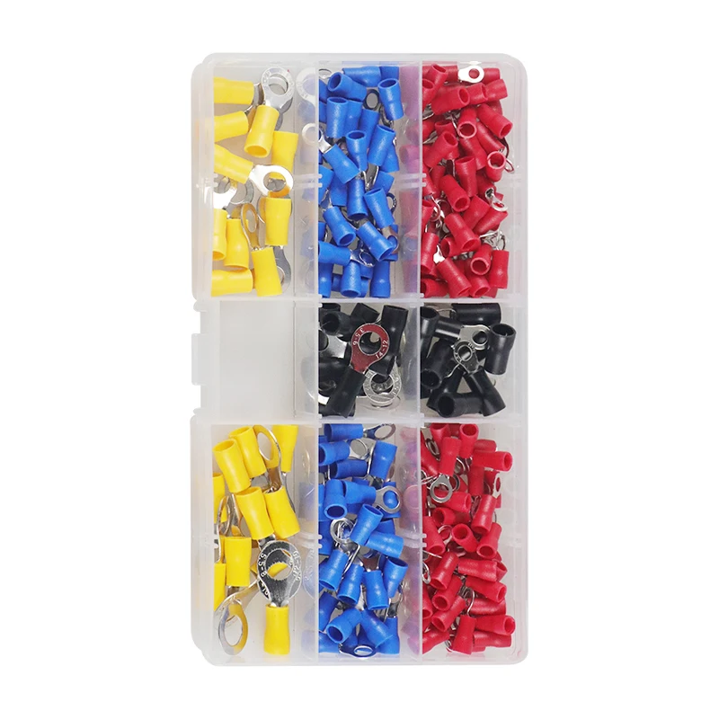102/200PCS RV ring insulation cold pressed terminal tin plated quick connect terminal set for electricians