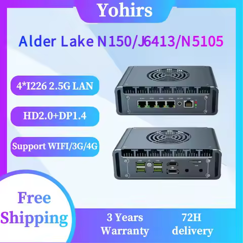 12th Gen Firewall N100 J6413 J4125 Soft Router 4x2.5g I226 Lan M.2 Nvme Linux Industrial Fanless Mini Pc HD2.0 Opnsense Pve Esxi