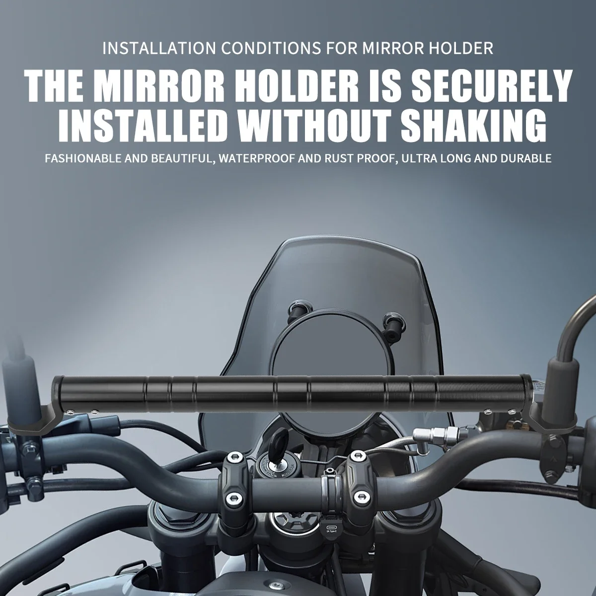 Universal Motorcycle Mirror Holder Balance Bar Scalable Adjustment Handlebar Headlamp Bracket For Motor Electric Bike