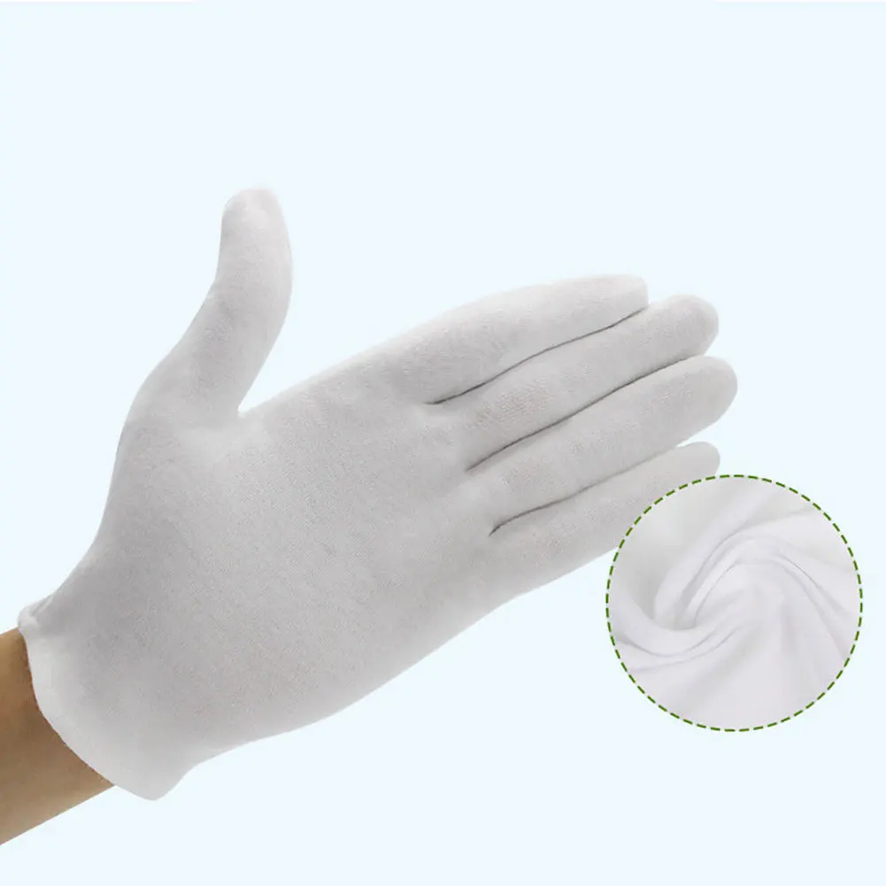 6 Pairs of Unisex Work Gloves for Daily Health Inspection Dry Hands Protection Coin Jewelry Glass Silver and Photography