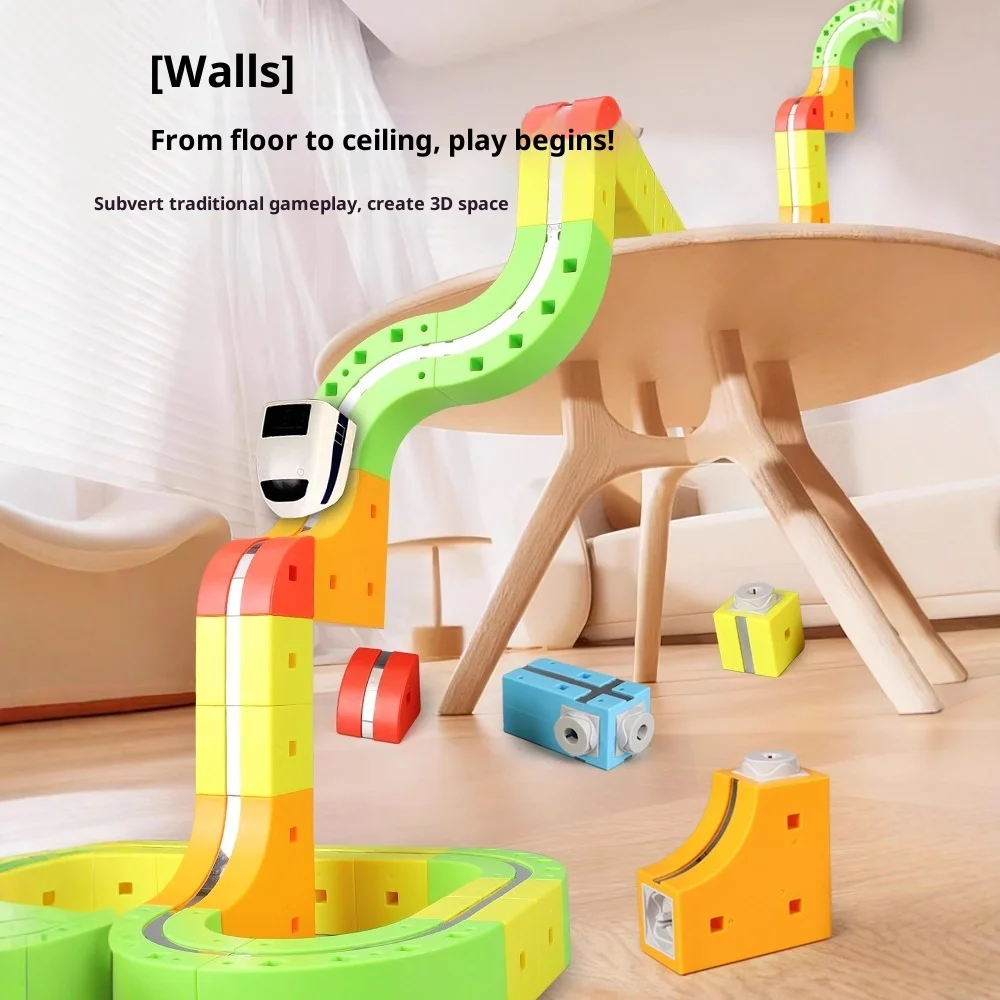 US Patent Magnetic Train Set with Large Blocks, Montessori & STEM Learning Toy for Kids Ages 3-8, Educational Track Building Toy