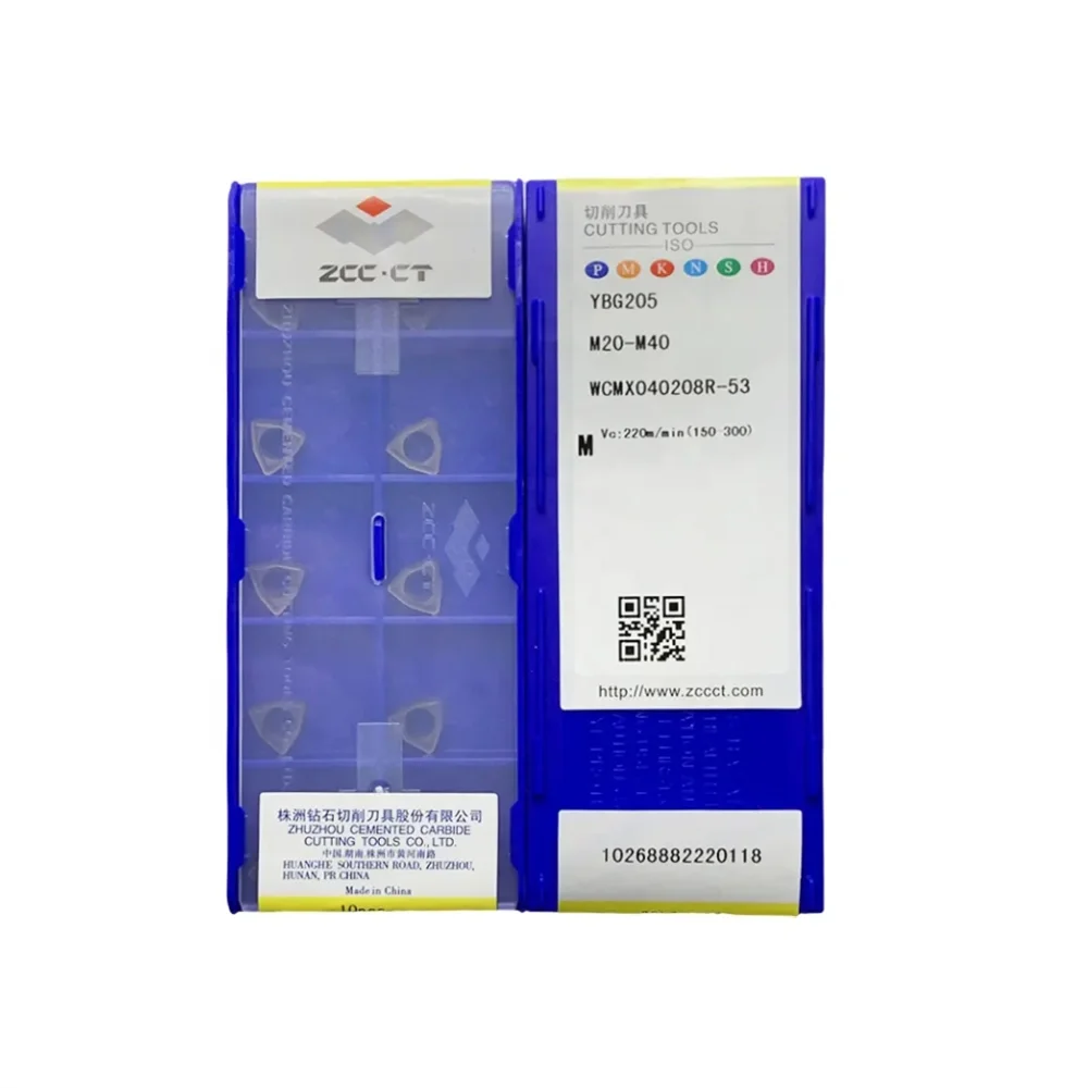 WCMX030208 WCMX040208 WCMX050308 WCMX06T308 WCMX080412R-53 YBG205 Inserti in metallo duro Lavorazione dell'acciaio inossidabile Taglio del tornio CNC