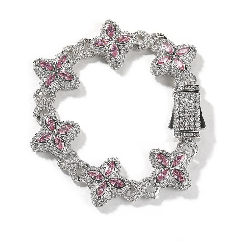 Hip Hop 5A+ CZ Stone Bling Iced Out Crosses Link Chain Bracelet for Women Men Unisex Rapper Jewlery Drop Shipping