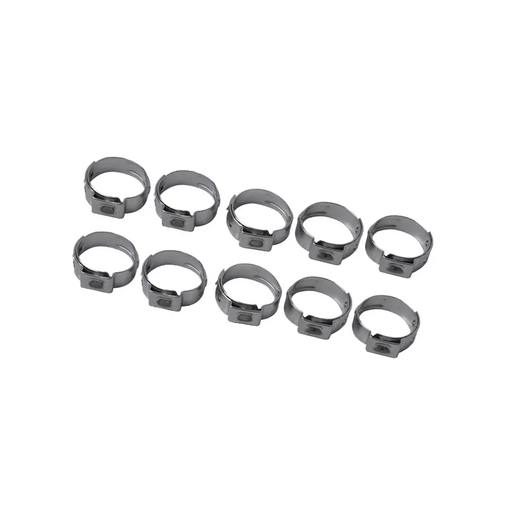 10 Pieces Adjustable Car Stainless Steel Single Ear Hose Clamp Kits 9.4-11.9mm