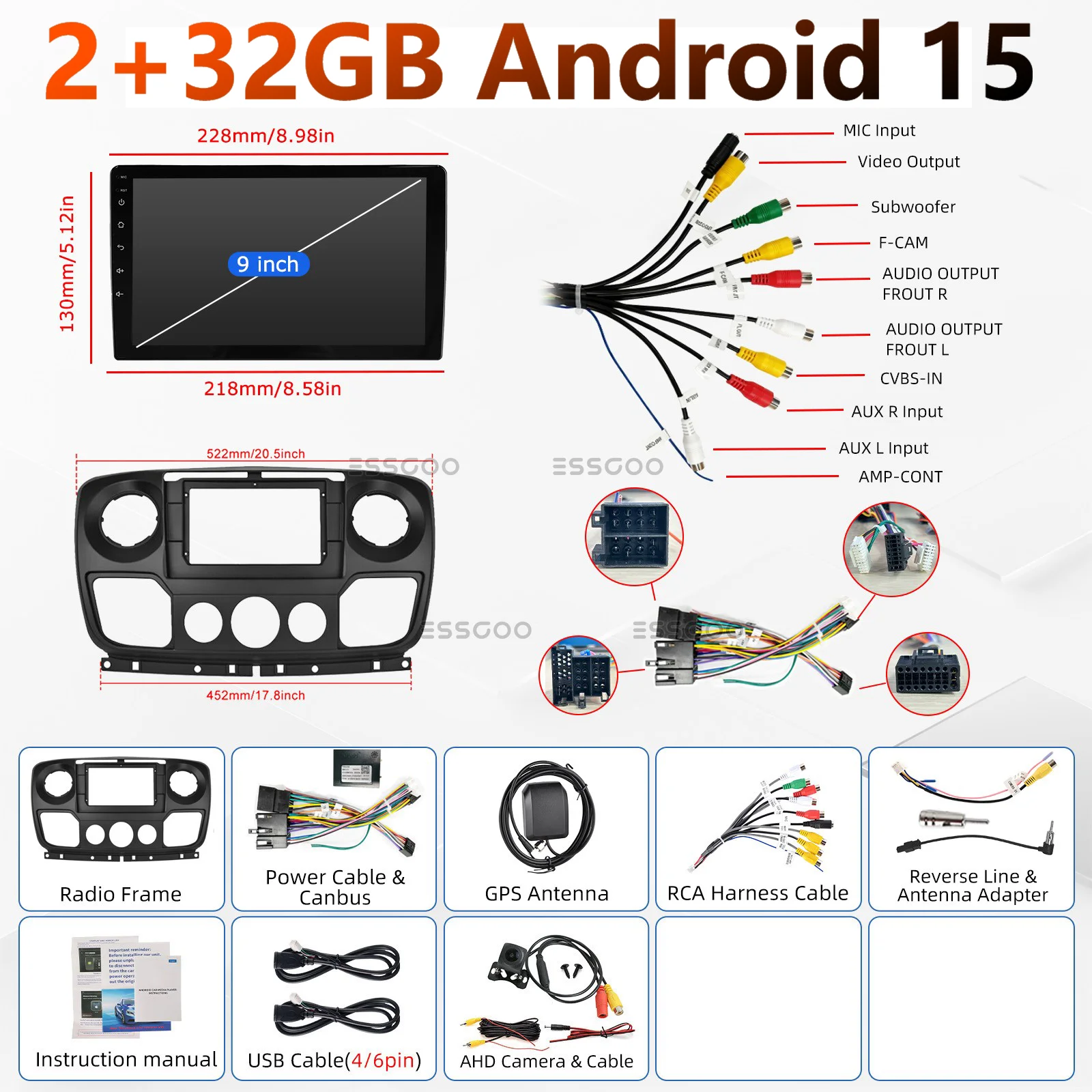 MOPECT Android Auto Radio voor Renault Master 3 III Nissan NV400 Opel Movano Draadloze Carplay Auto Multimedia GPS 2din autoradio