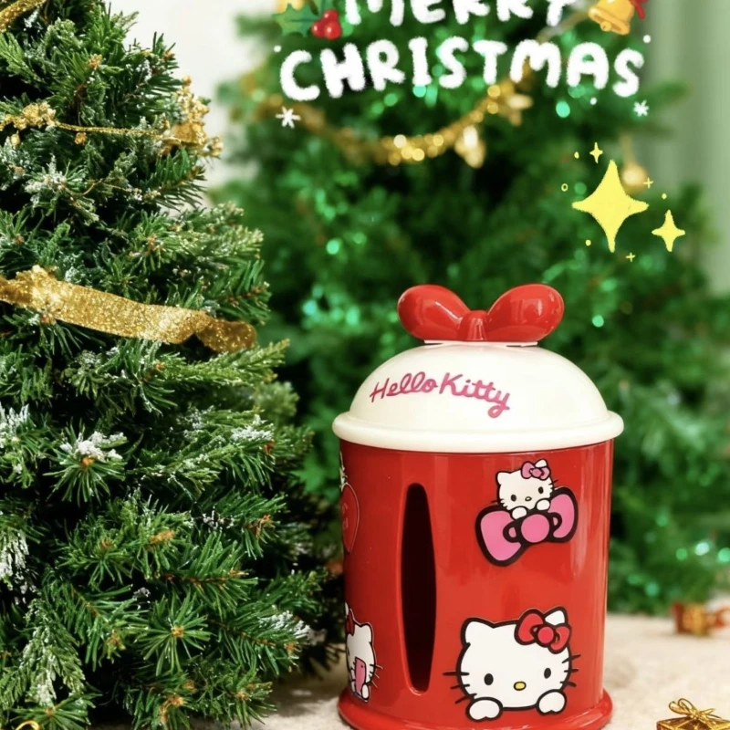 Sanrio New Hello Kitty Kawaii Anime Cartoon Tissue Box Desktop Decorations Paper Box Bedroom Bedside Girly Heart Cute Sweetness view 2