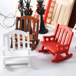 Dollhouse Miniature Rocking Chair Retro 1:12 Scale Wooden Furniture Accessories Tiny Mini Swing Rocking Chair Model Toys Decor
