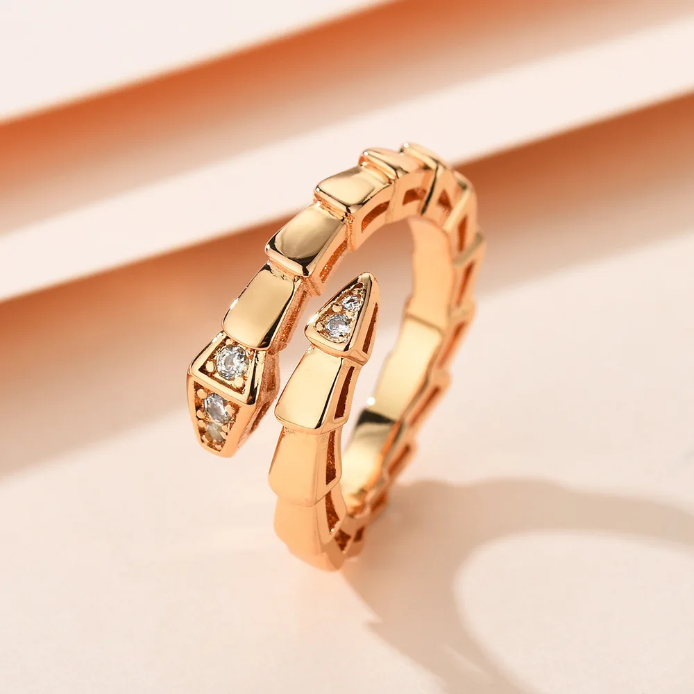 

Boho Snake Bone Ring - Delicate Adjustable Stacking Ring, Retro-inspired CZ Accents, Feminine Minimalist Statement Piece