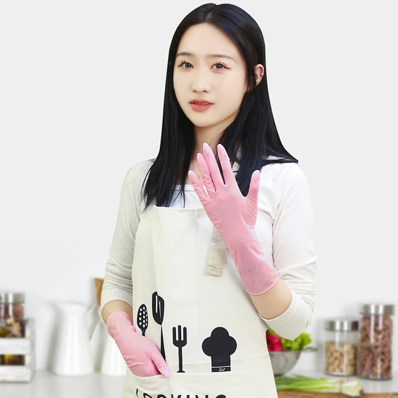 Pink Disposable Nitrile Gloves 30PCS Extended 12Inch Waterproof Household Gloves Food Kitchen Cleaning Gardening Beauty Gloves