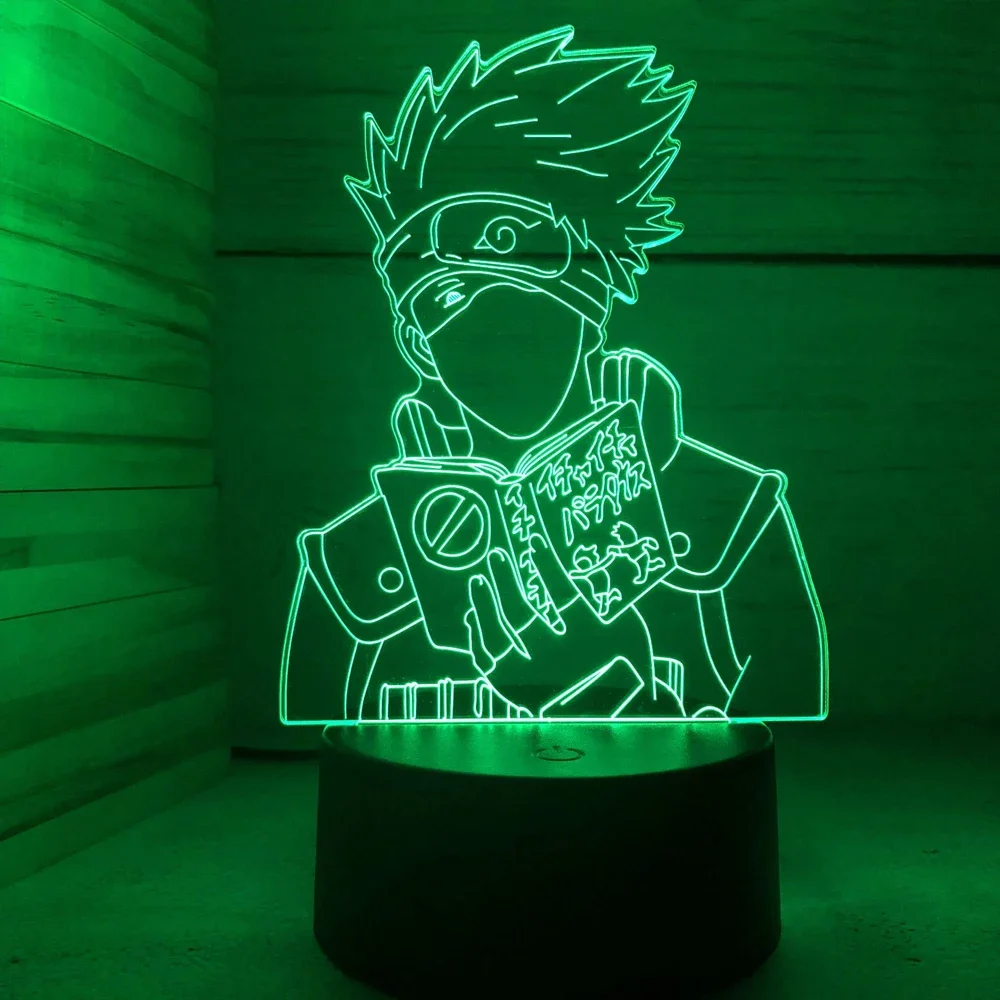 Anime Naruto Sasuke Cartoon 3D Night Light Fashion Bedroom Bedside Lamp Ambient Light Desktop Ornament Christmas Gift