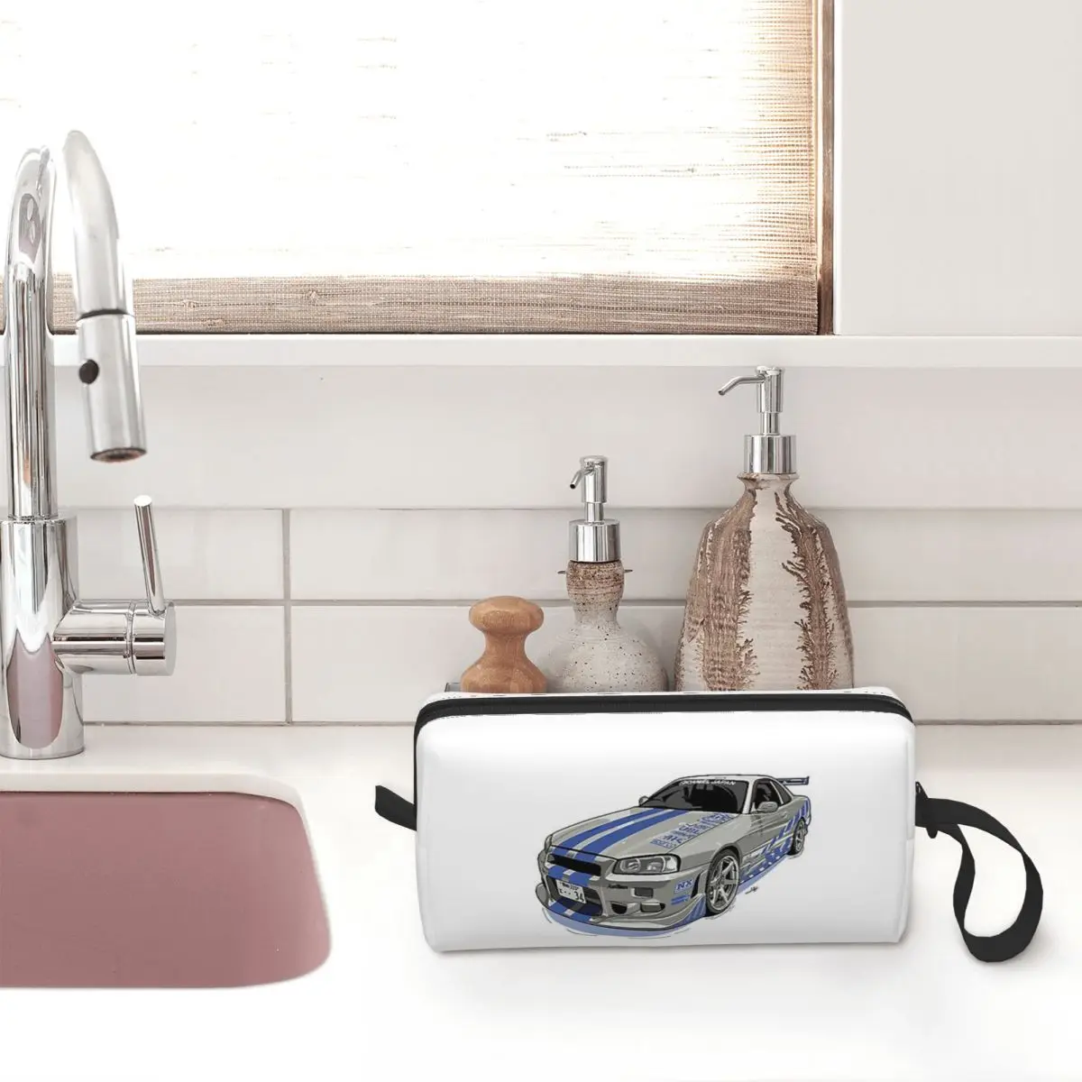 Fast And Furious Skyline Makeup Bag Cosmetic Organizer Storage Dopp Kit for Women Beauty Travel Pencil Case