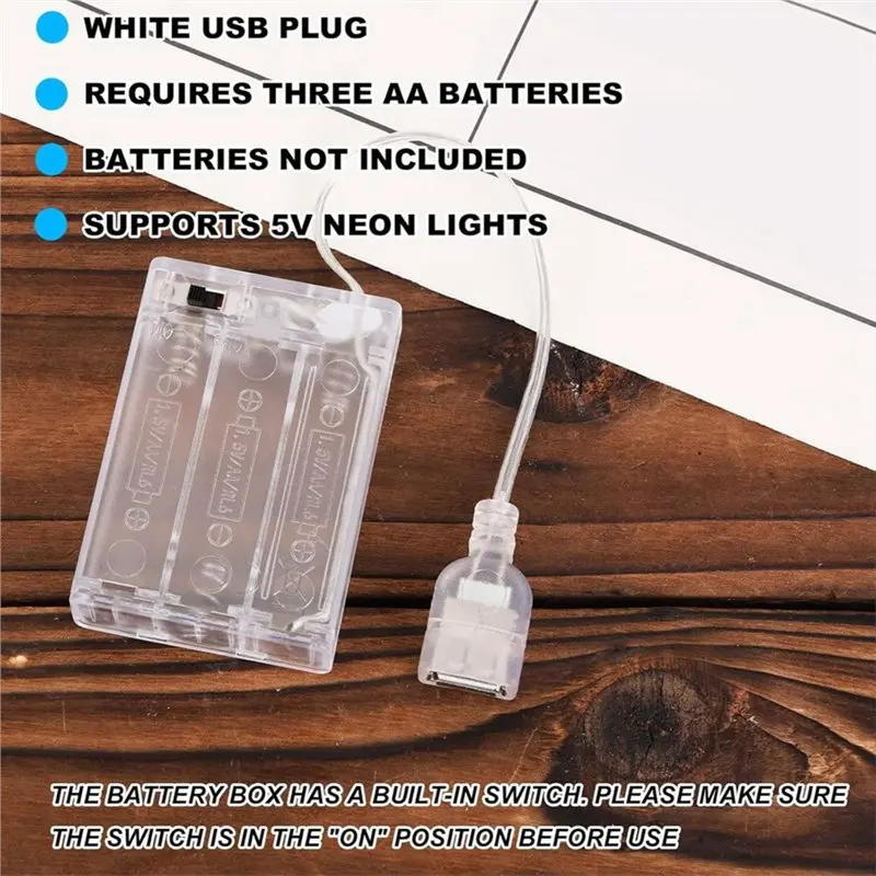 CLCU 5V LED Battery Boxes Transparent USB Light Battery Box Converts USB Lights To Battery-Operated