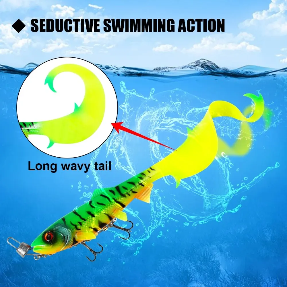 Spinpoler Firebomb Swimbait con anzuelo de aparejo Stinger, Kit de pesca de cola larga, seƱuelo suave, peso de plomo para Lucio, juego grande, peces