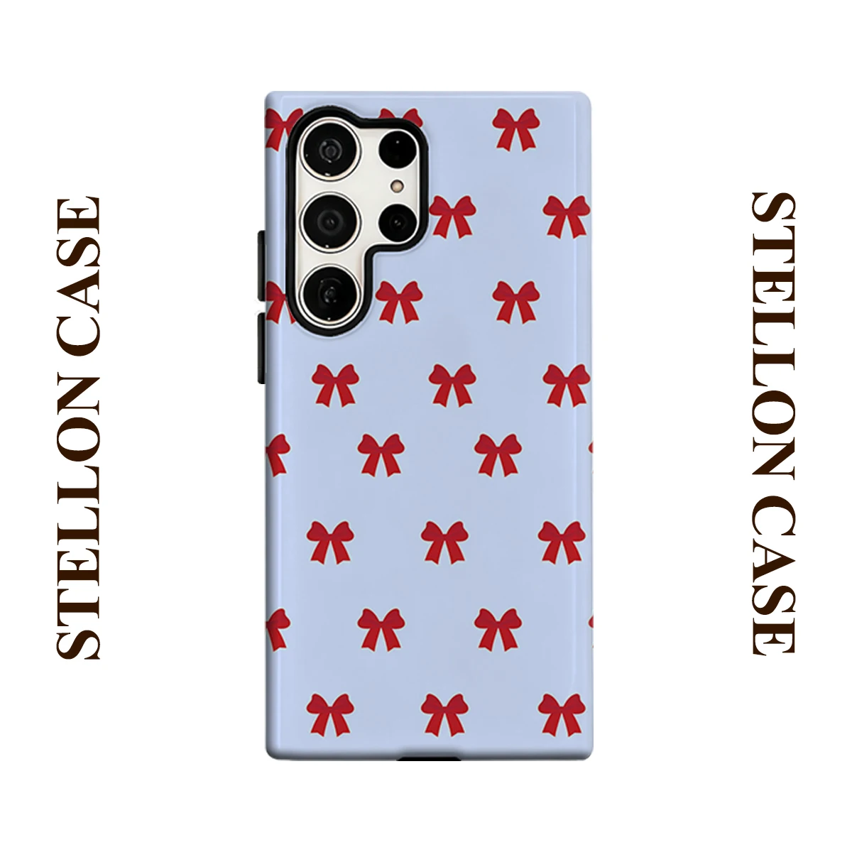 Sky Red Bow Phone Case For Samsung Galaxy S25 S24 S23 Ultra Plus A35 A55 Glossy HD Hard Cover Film Shell