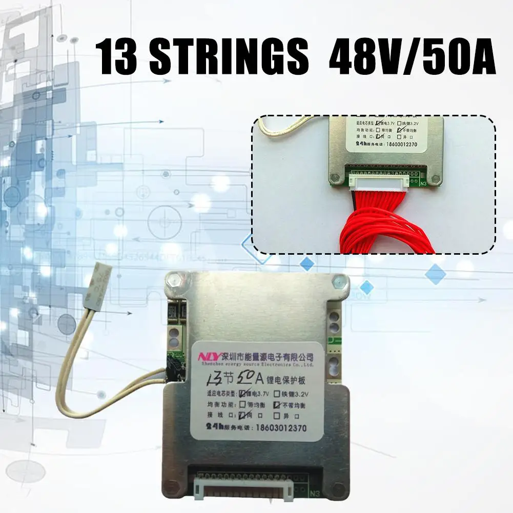 Li-ion Lithium Battery Protection Board, 13S 48V Battery Pack, BMS Proteção, PCB Charge Board para carro elétrico