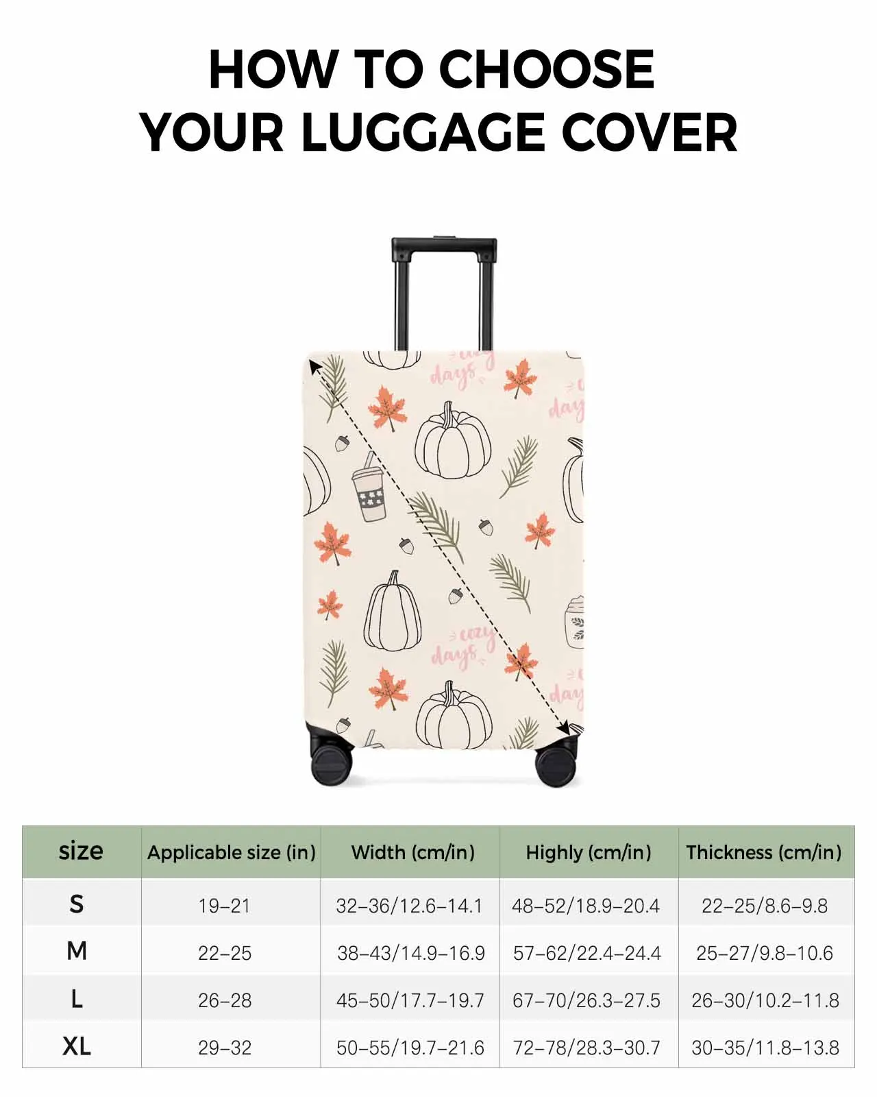 Thanksgiving Autumn Pumpkin Luggage Cover Elastic Baggage Cover For 18-32 Inch Suitcase Case Dust Cover