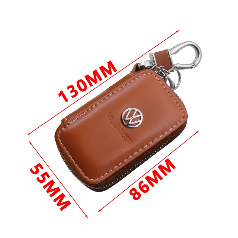 Leather Car Key Case Protection Auto Key Bag Key Chain Cover For Volkswagen VW Polo Golf Touareg T5 Passat B7 B5 Touran Beetle