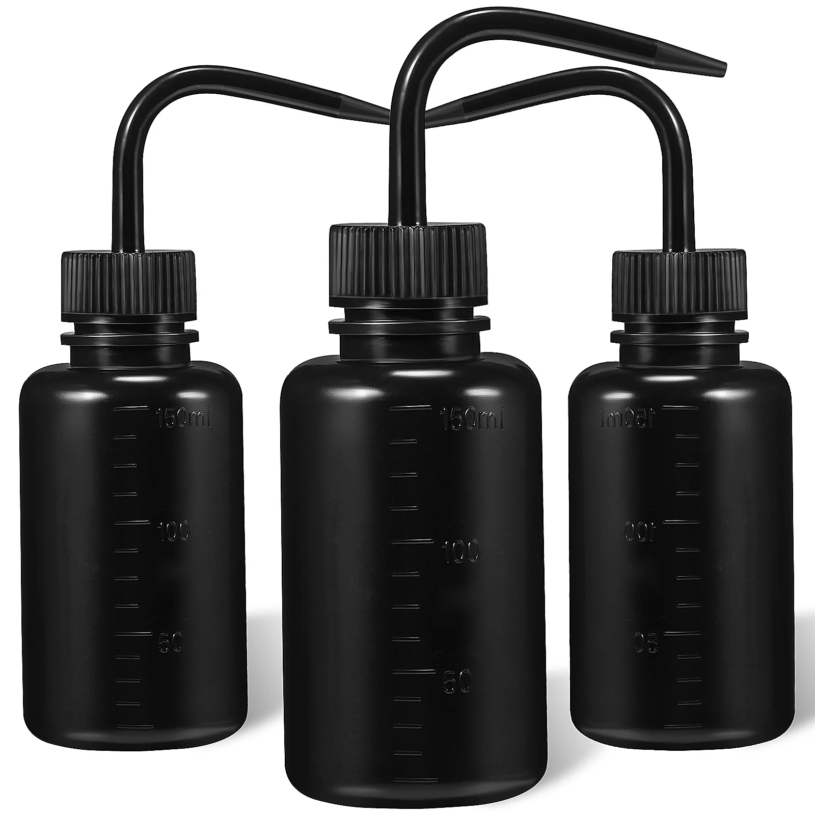 3 Pcs Detergent 150ml Empty Plastic Washing Bottles Black Sauce Containers Squeeze For Shampoo Pe Dispenser