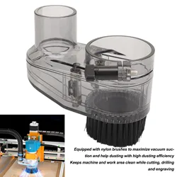Router Dust Shoe 38mm Hose Diameter CNC Dust Shoe Nylon Brush 52mm Diameter Magnetic Adjustable Height for 52mm Spindle Motors
