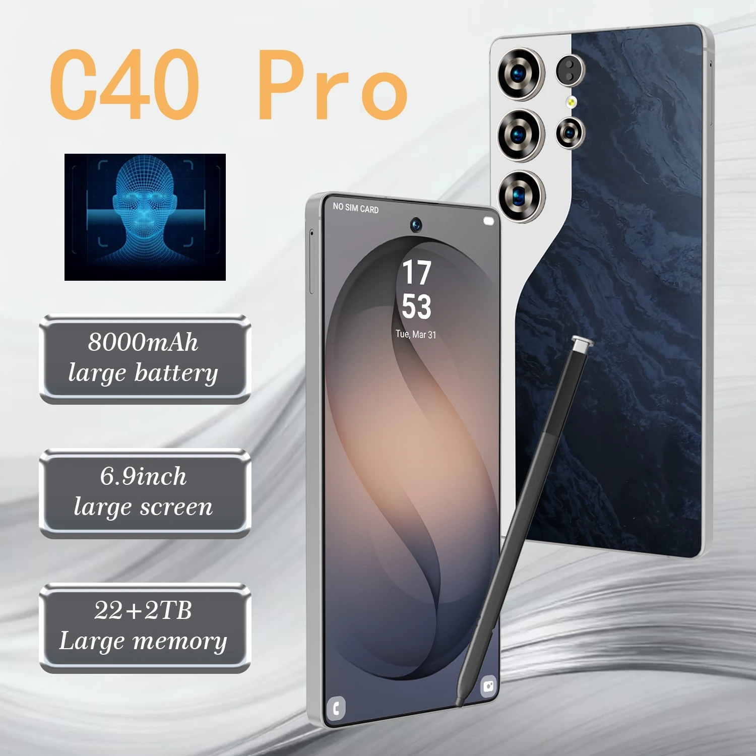 High Quality 2026 New C40 Pro original intelligent 4G 5G dual card dual standby system global version 8000mAh battery Arrival