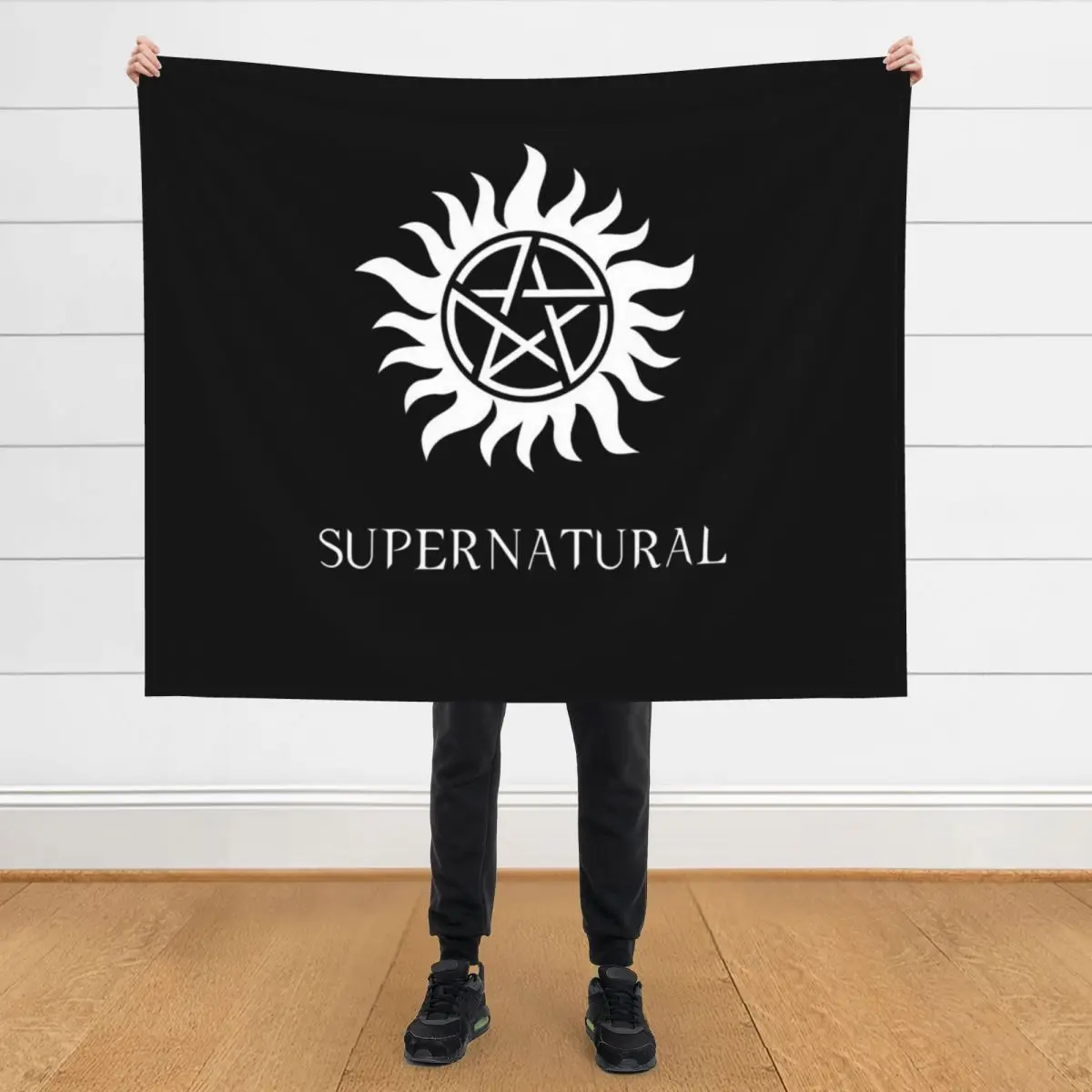 

Big Supernatural White Logo Throw Blanket Softest cosplay anime Comforter Bed Blankets