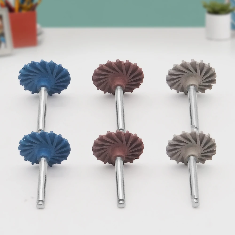 JINGT 6Pcs Dental Rubber Polisher Composite Resin Polishing Disc Diamond System RA Disc 14mm Wheel Spiral Flex Brush Burs