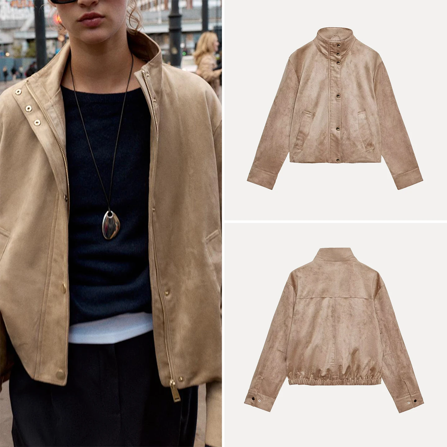 

Женское двустороннее пальто из искусственной кожи Z Faion, новинка 2025, осенняя женская верхняя одежда со стойкой