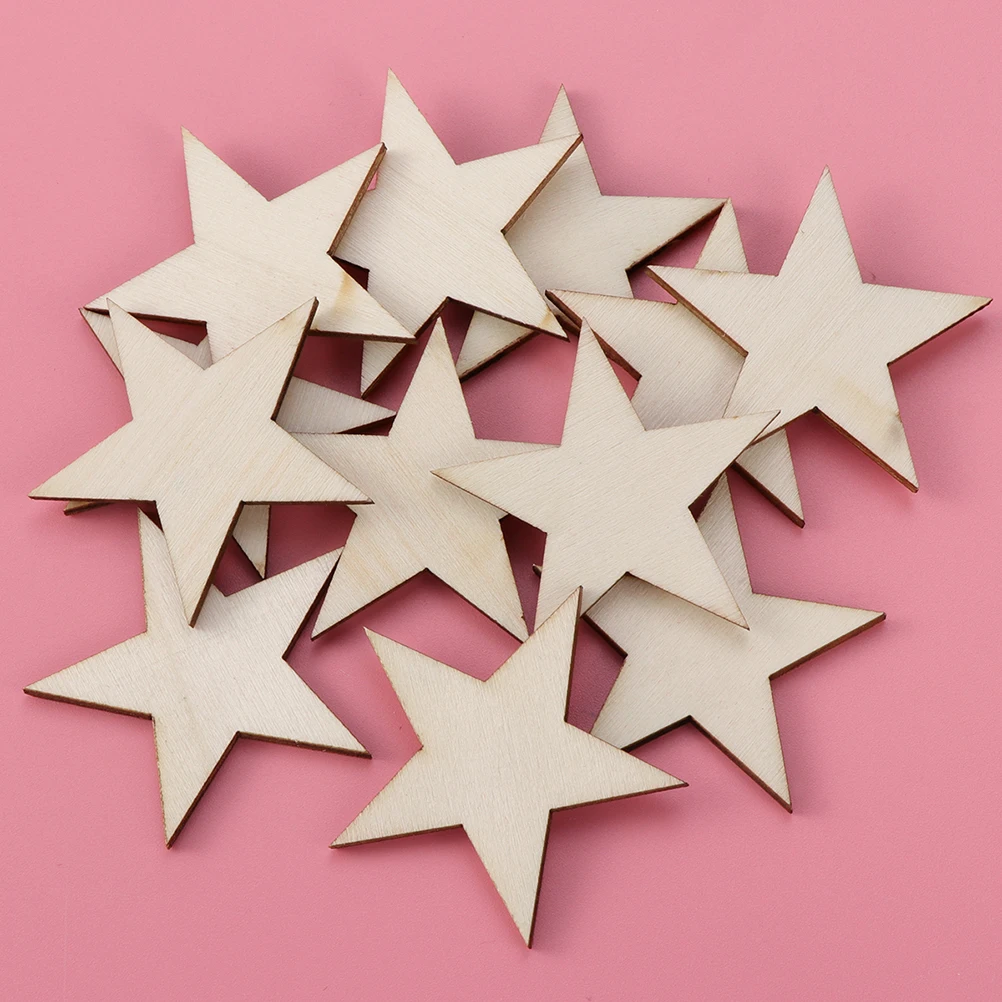 

300pcs 30Mm Wooden Five-Pointed Pieces Eco-Friendly Craft Diy Painting Slices For Party Wedding Festival Decoration Wood