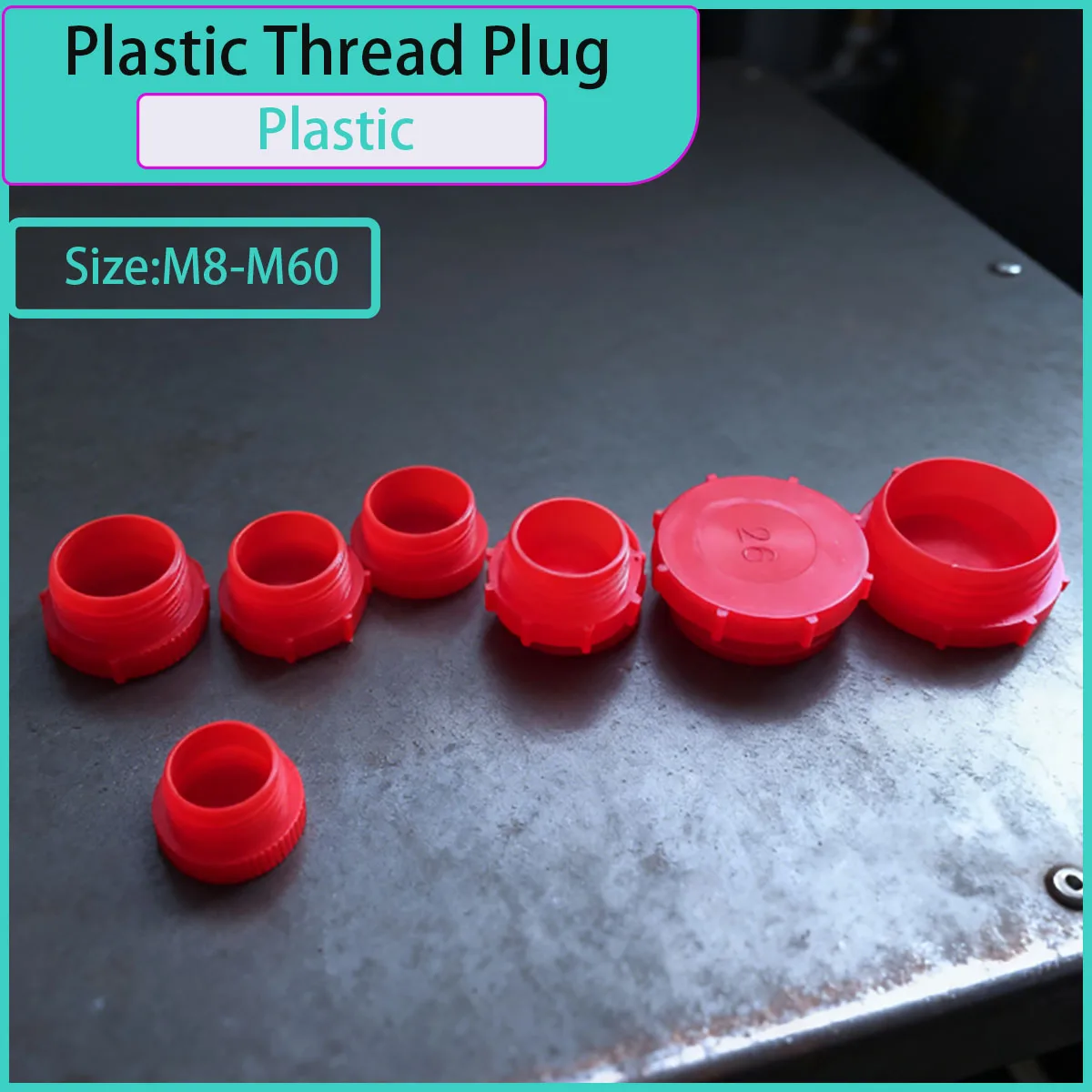 M8-M60 Red Plastic Threaded Dust Cover - Inner Plug Screw Hole Protector for Machinery/Equipment